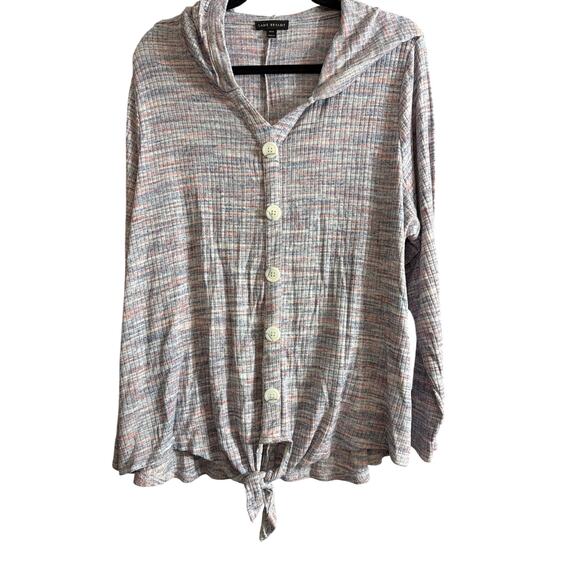 Lane Bryant Women's Plus Size Blue & Pink Space Dye Hooded Top SIze 18/20 2X - Picture 1 of 6